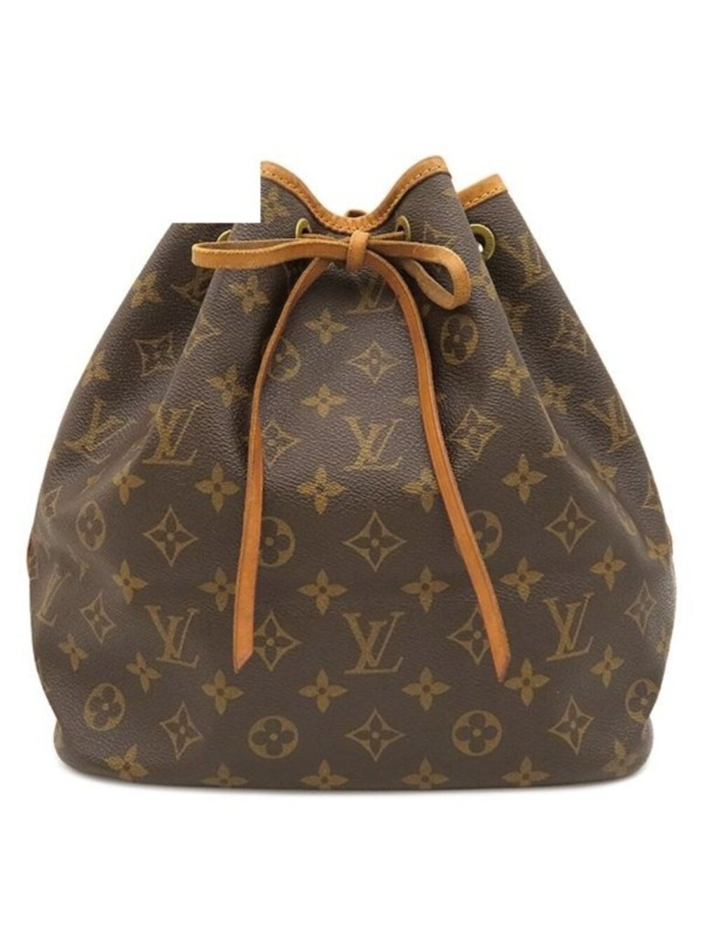 Louis Vuitton Shoulder Bag Petit Noe Monogram Canvas Gold Brown Drawstring